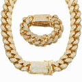 Collier Hip Hop Vente personnalisé Cadrenas 18 mm Diamond Cubain Collier en or Collier en acier inoxydable Bijoux en or